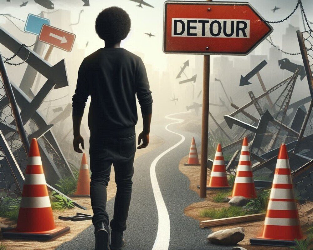 man walking down a path of financial detours