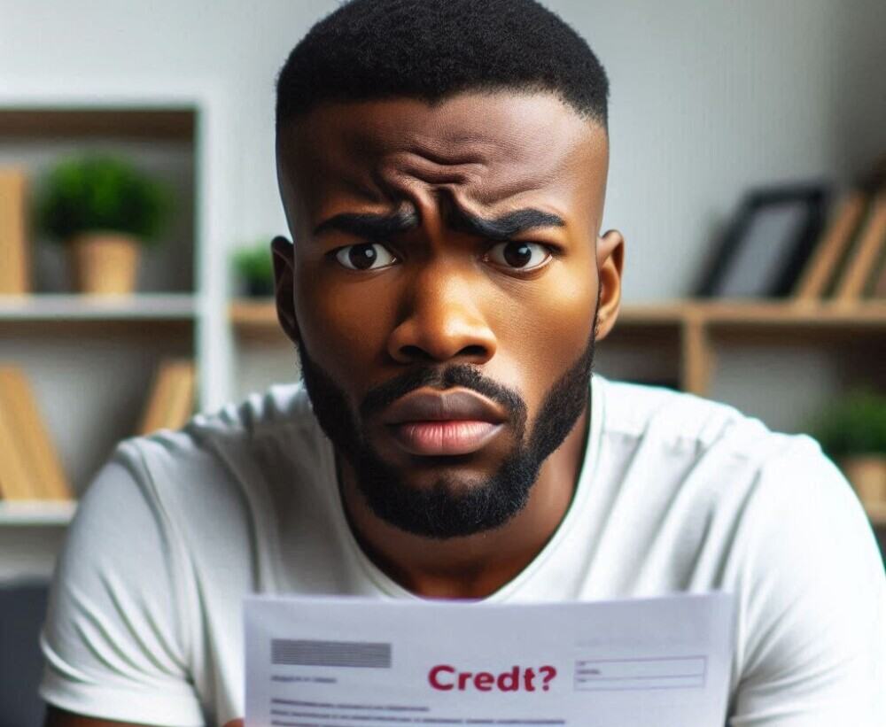 credit report in hand of a man