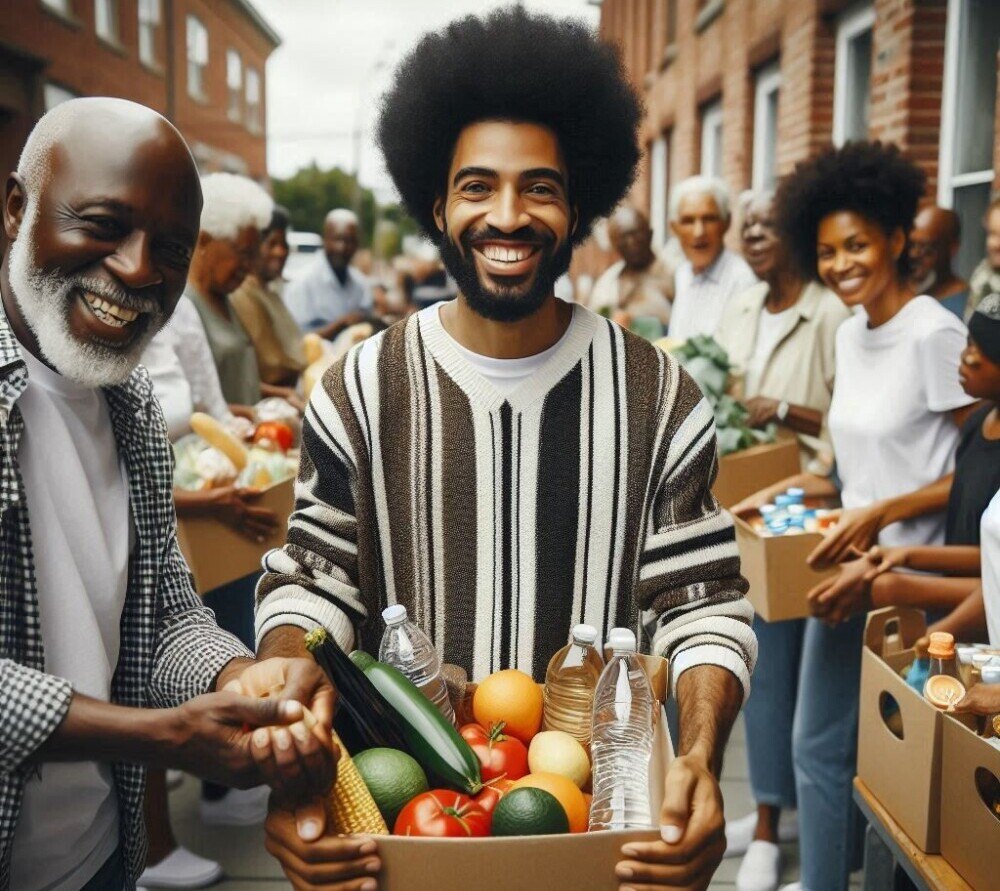 The Ultimate Guide to Beating Inflation in 2025 4 Neighbors working together in community garden to cut grocery costs.