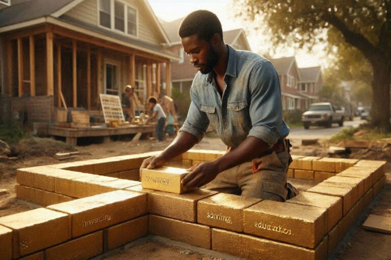 laying gold bricks to symbolize a wealth foundation