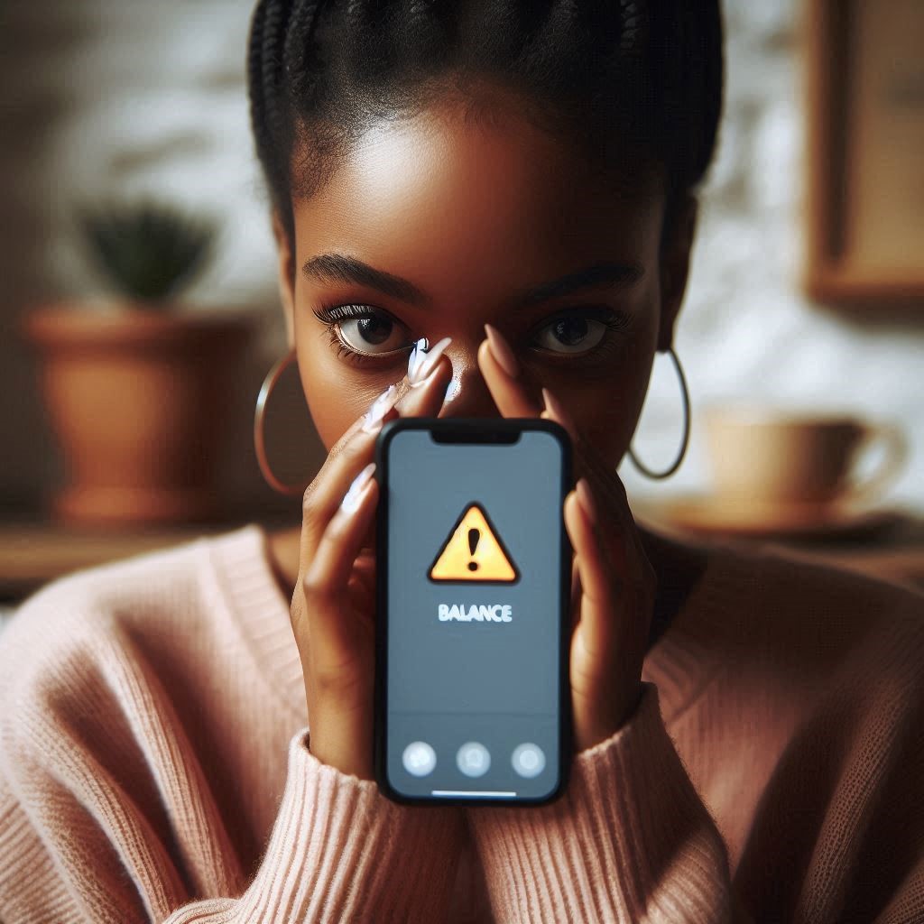 woman avoiding looking at her bank account